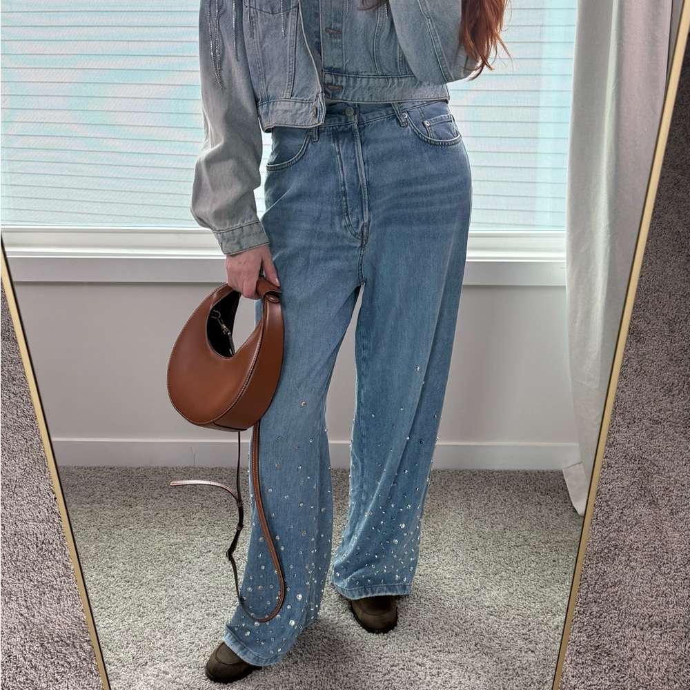 COS Blue Wide Leg Jeans with Embellishments size 27 - Picture 2 of 10